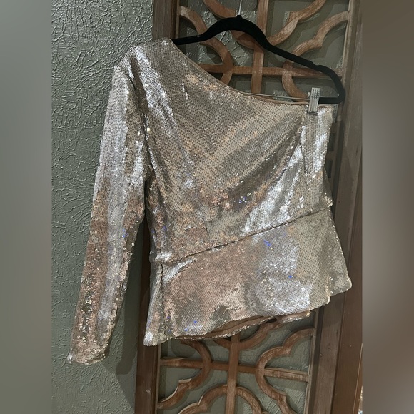 I.N.C One shoulder Sequin Peplum top - Picture 3 of 4